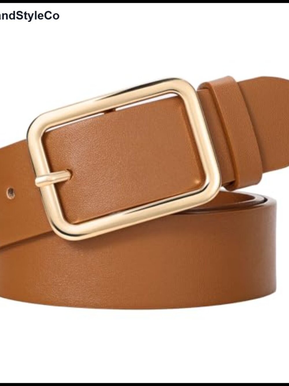 Women's Faux Leather Waist Belt Square Buckle 1.3 Inch Work Casual